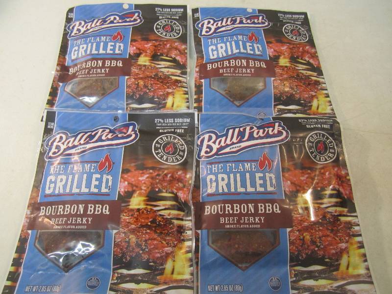 lot 189 image: 4 Bags Ball Park Bourbon BBQ Beef J...
