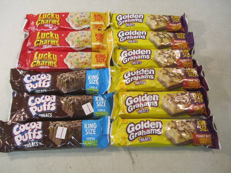 lot 199 image: 12 Mixed King Size Cereal Treat Bar...