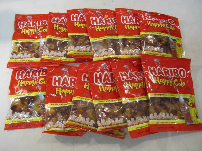 lot 207 image: 12 Bags of Haribo Happy Cola Gummi ...