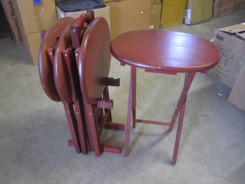 lot 225 image: Set of 4 Wood Folding Tables with S...