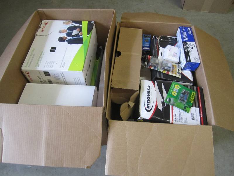 lot 242 image: 2 Large Boxes of Misc Toner  and In...