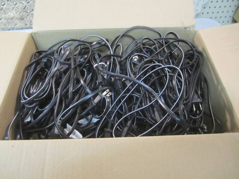 lot 268 image: Box Full of Power Cords. A lot of c...