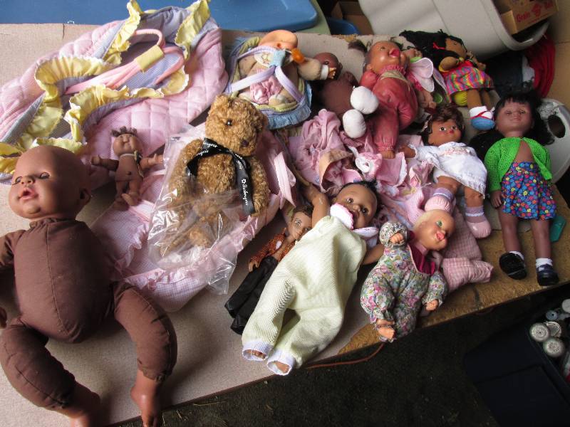 Lot of dolls and a Herbergers Bear...
