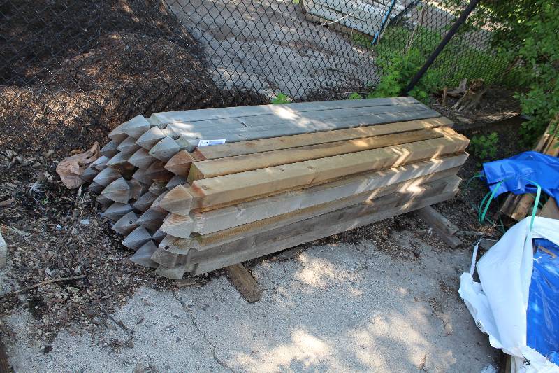 lot 10 image: Lot of (Approximately 30) 4x4 Red Cedar Lumber w French Gothic Top