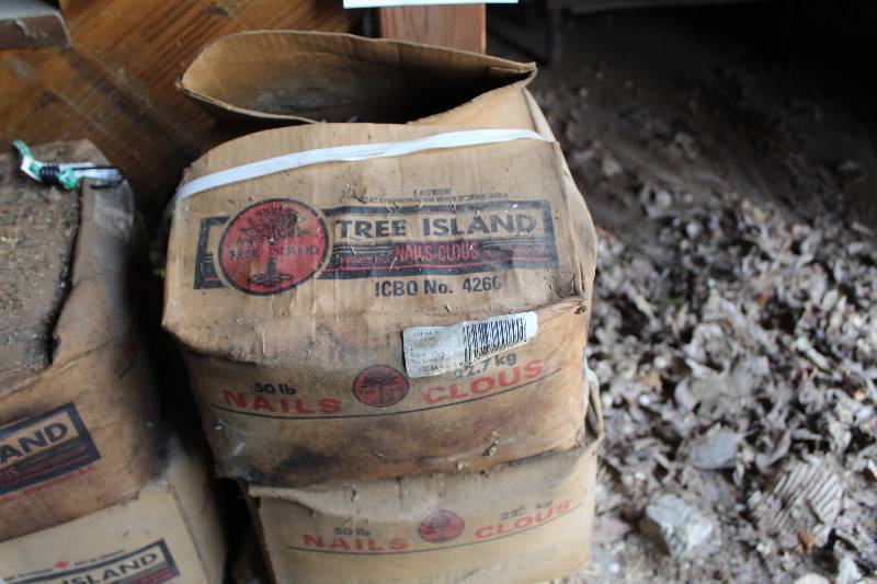 lot 77 image: 50 lb. box of Tree Island 6 dwt hot dipped galvanized nails