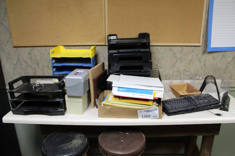 lot 189 image: Office Supplies - Inbox, Organizers, Keyboard, Folders, And More