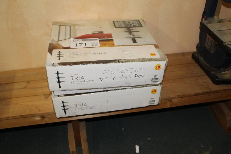 lot 171 image: Lot of (2) Tria Series 3-Shelf Wall System