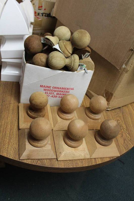lot 233 image: Lot of (16) Round Wood Fence Post Tops