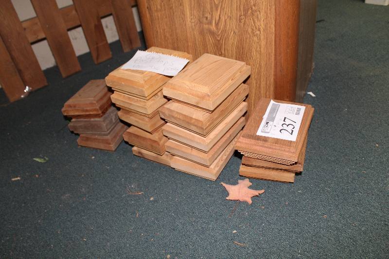 lot 237 image: Lot of (16) Wood Fence Post Tops