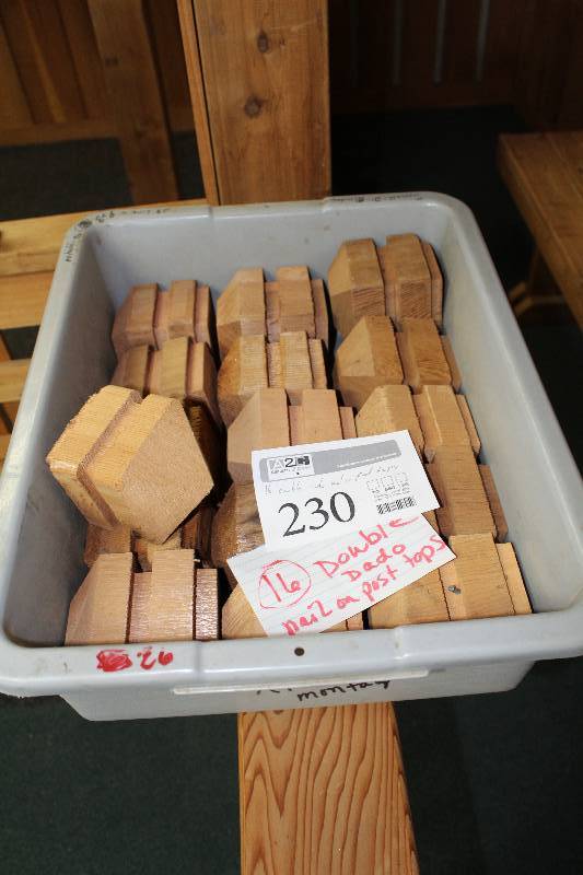 lot 230 image: Lot of (16) Double-Dado Nail-on Wood Fence Post Tops