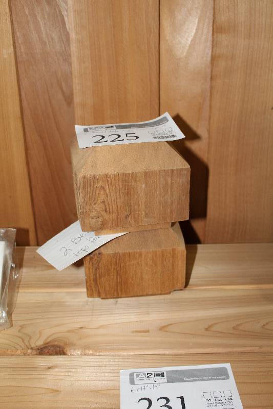 lot 225 image: Lot of (2) Bevel Dado Wood Fence Post Tops