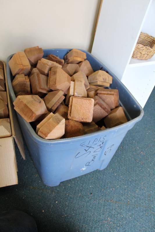lot 247 image: Lot of (102) Bevel Dado Wood Fence Post Tops