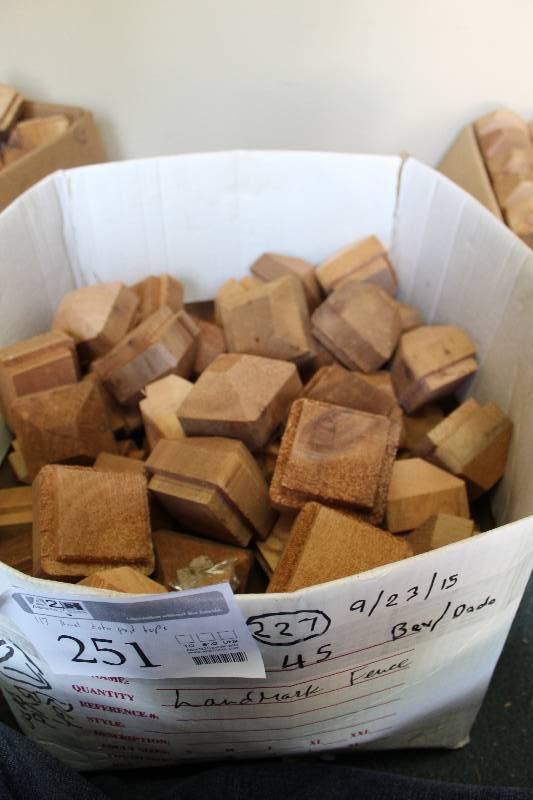 lot 251 image: Lot of (117) Bevel Dado Wood Fence Post Tops