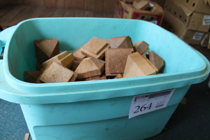 lot 264 image: Lot of (70) Rough Bevel Dado Wood Fence Post Tops