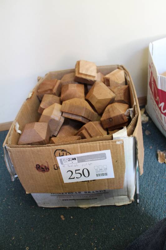 lot 250 image: Lot of (41) Bevel Dado Wood Fence Post Tops