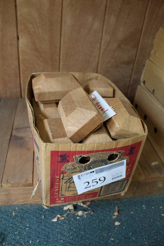 lot 259 image: Lot of (24) Bevel Dado Wood Fence Post Tops
