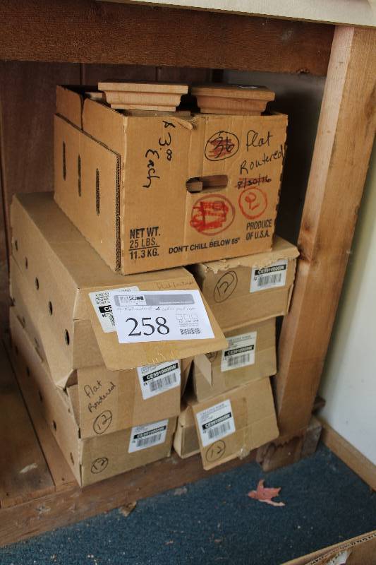 lot 258 image: Lot of (93) Flat Top Routered Cedar Wood Fence Post Tops