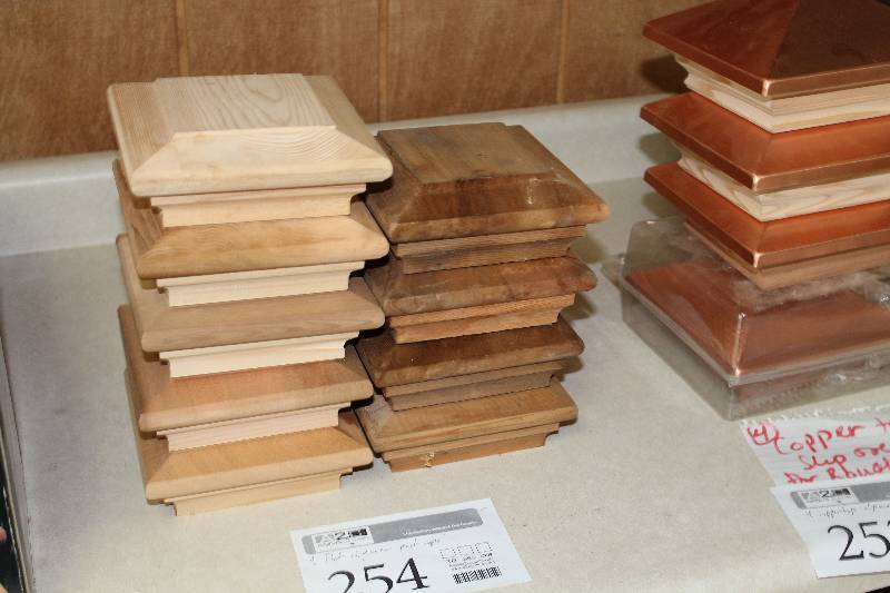 lot 254 image: Lot of (9) Flat Slip-Over Fence Post Tops