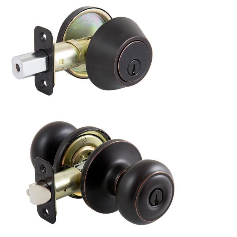 Defiant Hartford Aged Bronze Entry Knob And Single Cylinder