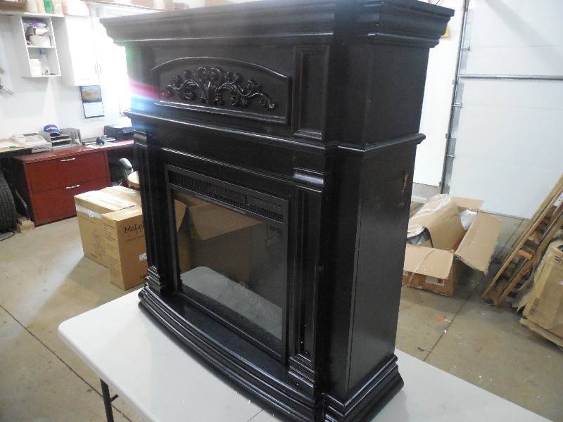 lot 13 image: McLeland Design Black Electric Media Fireplace With Remote - Assembled.