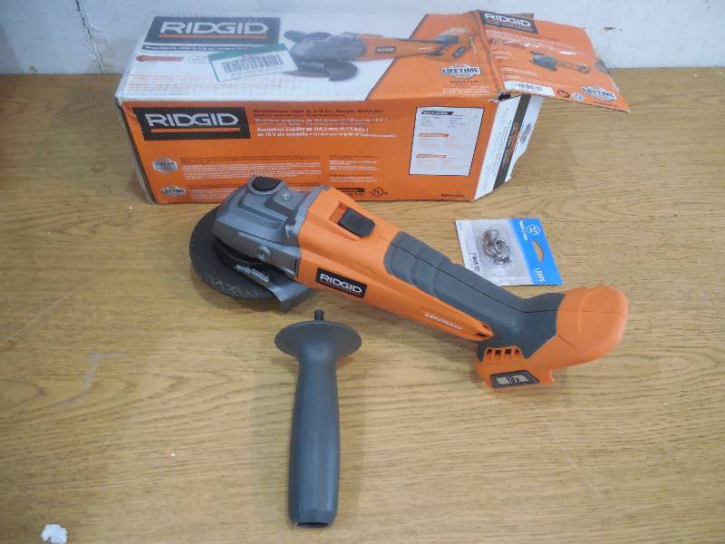lot 16 image: RIDGID 18-Volt GEN5X Cordless Brushless 4-12 in. Angle Grinder (Tool-Only) with Handle and General Purpose Grinding Wheel
