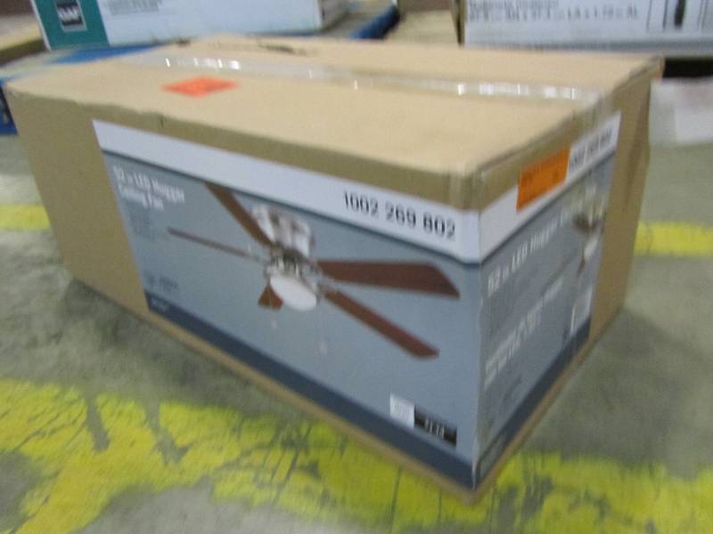 lot 27 image: HUGGER 52 LED BRUSHED NICKEL CEILING FAN