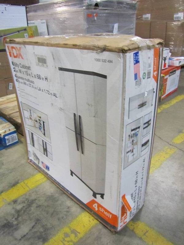 lot 30 image: HDX 27 4 SHELF PLASTIC MULTI-PURPOSE CABINET IN GRAY