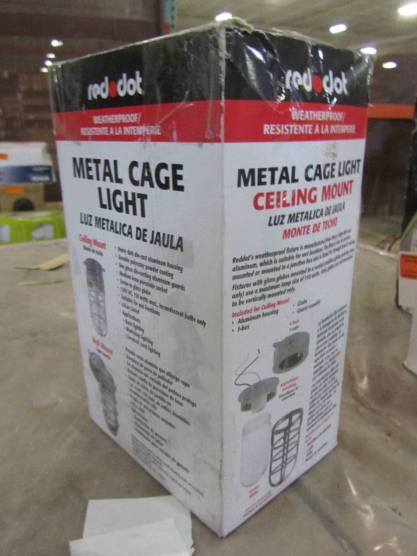 lot 86 image: CLU 150-WATT CEILINGWALL MOUNT METAL CAGE GLOBE LIGHT