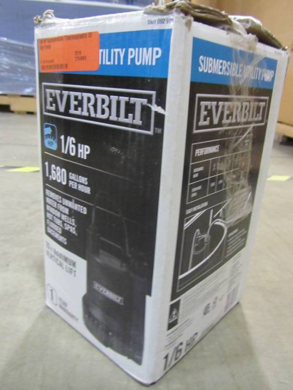 lot 83 image: EVERBILT 16 HP SUBMERSIBLE THERMOPLASTIC UTILITY PUMP