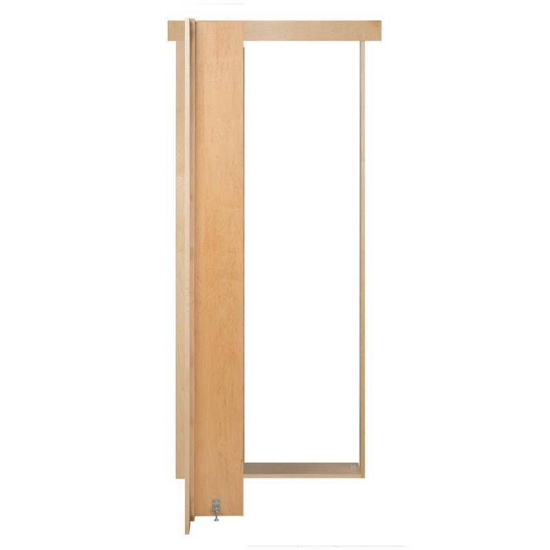 lot 99 image: 24 IN. X 80 IN. FLUSH MOUNT ASSEMBLED MAPLE NATURAL STAINED LEFT HAND OUT-SWING SOLID CORE INTERIOR BOOKCASE DOOR