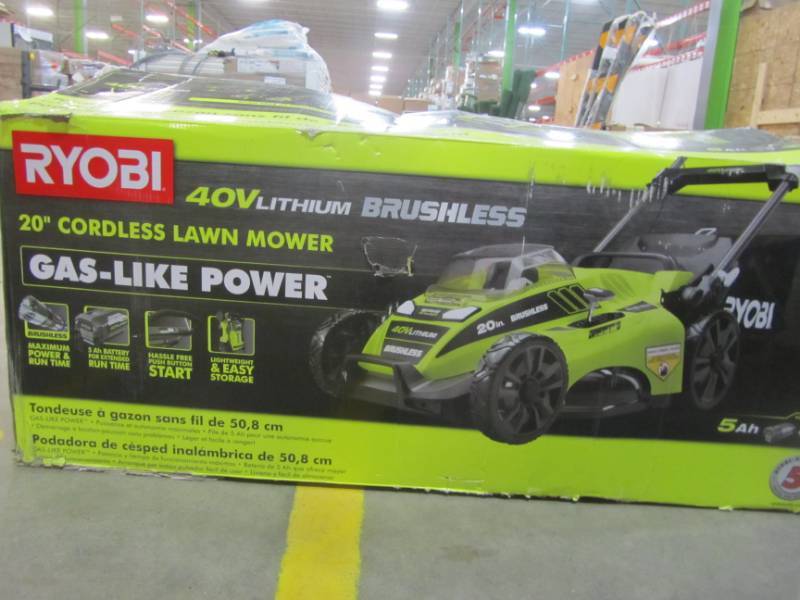 lot 11A image: RYOBI 20 40 VOLT LITIUM-ION CORDLESS BATTERY WALK BEHIND PUSH MOWER