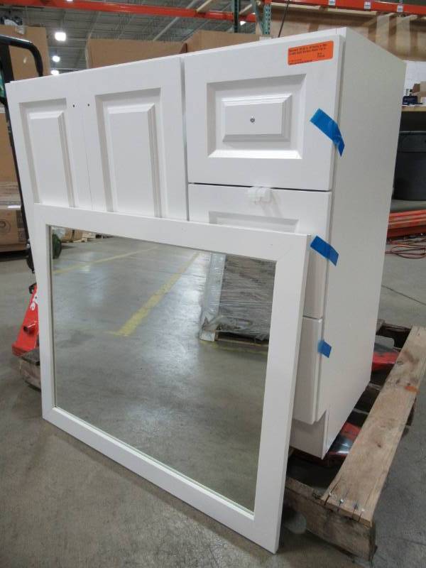 lot 104 image: GLACIER BAY BANNISTER 36.50 IN. W VANITY IN WHITE WITH MIRROR