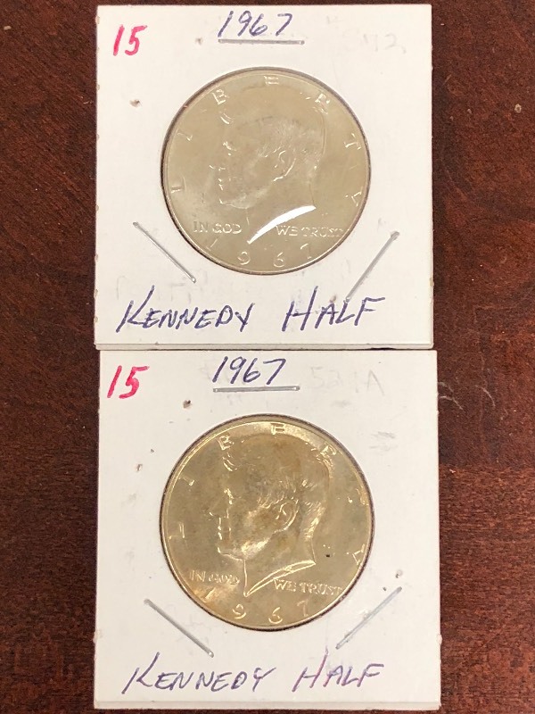2) 1967 40% Kennedy half Dollars...