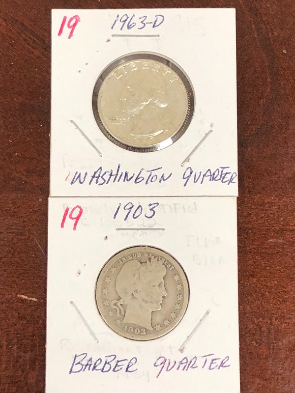 1903 Barber Quarter and 1963-D Wash...