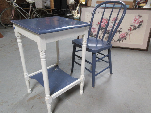 WOODEN TABLE AND CHAIR