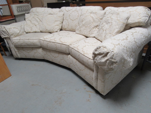KING HICKORY CURVED WHITE SOFA