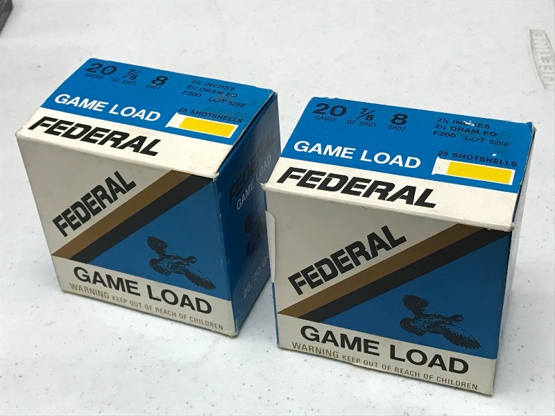 lot 46 image: (2) Boxes Of Federal 20gauge #8 Sho...