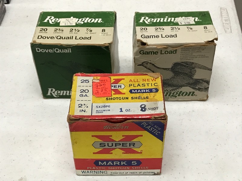 lot 52 image: (3) Boxes Of 20gauge #8 Shotshells-...