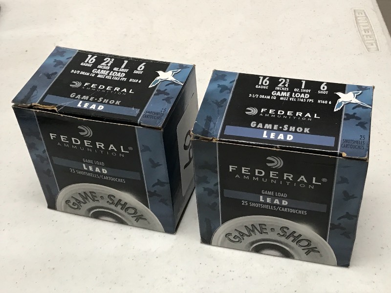 lot 60 image: (2) Boxes Of Federal 16gauge #6 Sho...