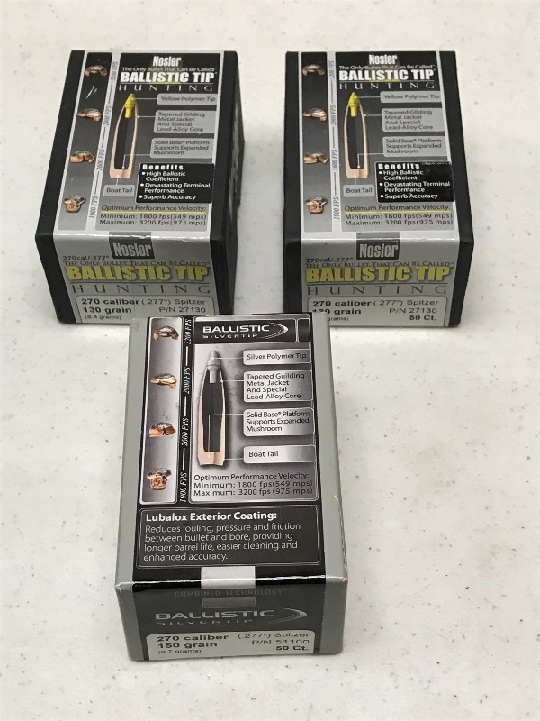 lot 85 image: (3) Boxes Of Nosler .270-Cal 130gra...