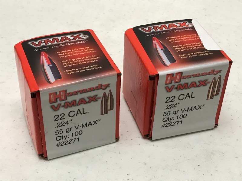 lot 87 image: (2) Boxes Of Hornady V-Max 22-Cal 5...