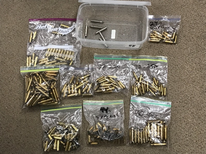lot 88 image: Large Lot Of Empty Brass 30-06, 22...