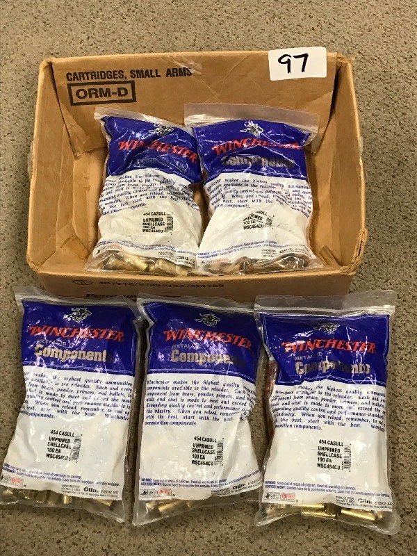 lot 97 image: (5) Bags Of Winchester 454 Casull U...