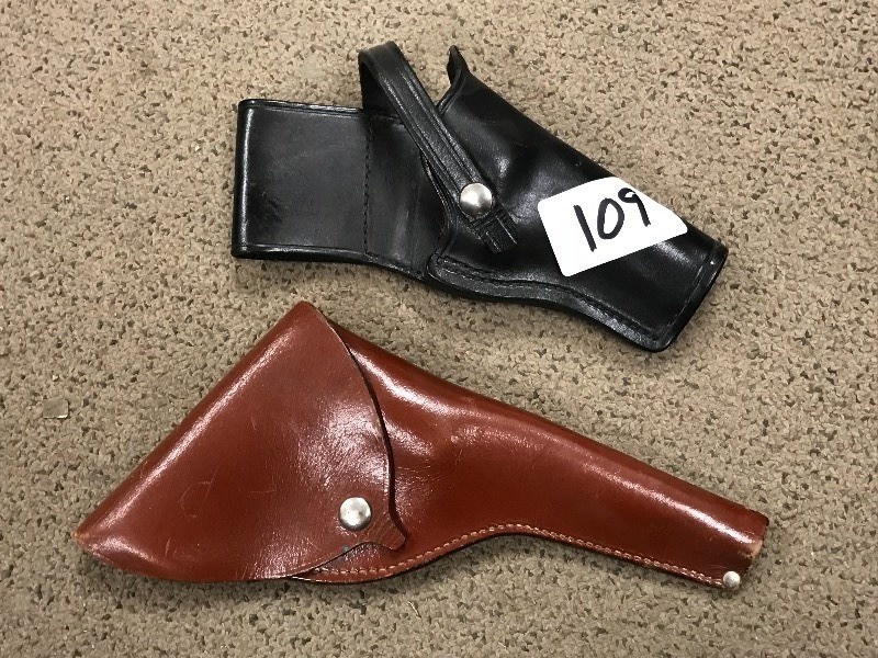 lot 109 image: Lot Of (2) Leather Pistol Holsters ...
