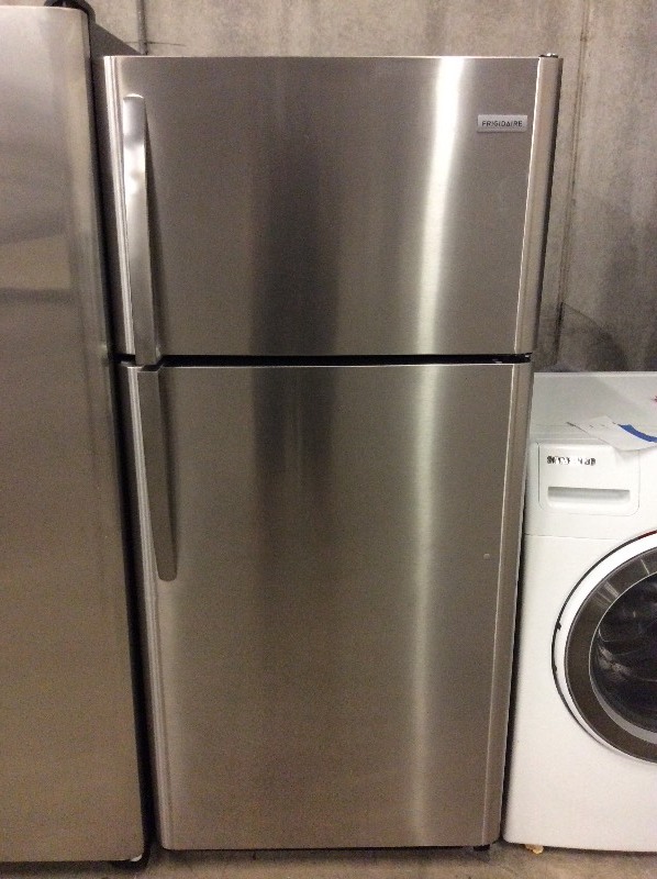 lot 18 image: NEW Frigidaire Stainless Steel Top Freezer Fridge