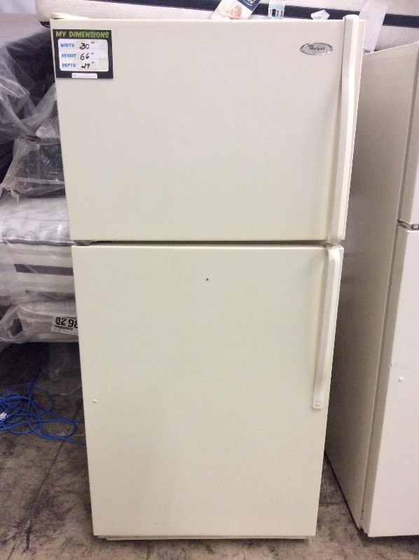 lot 23 image: Whirlpool Bisque Top Freezer Fridge