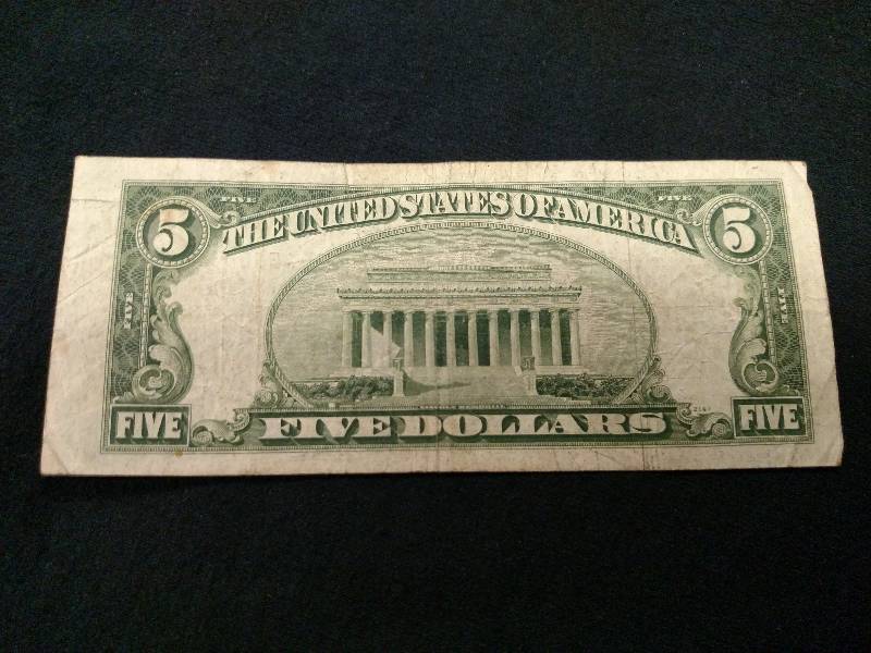 1953 Five Dollar Red Seal Note...