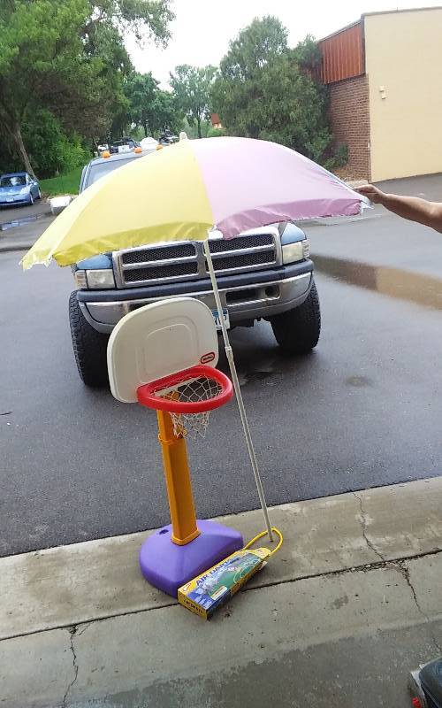 Little Tyke Basket Ball Hoop, Umbrella, Lawn Air Darts Game