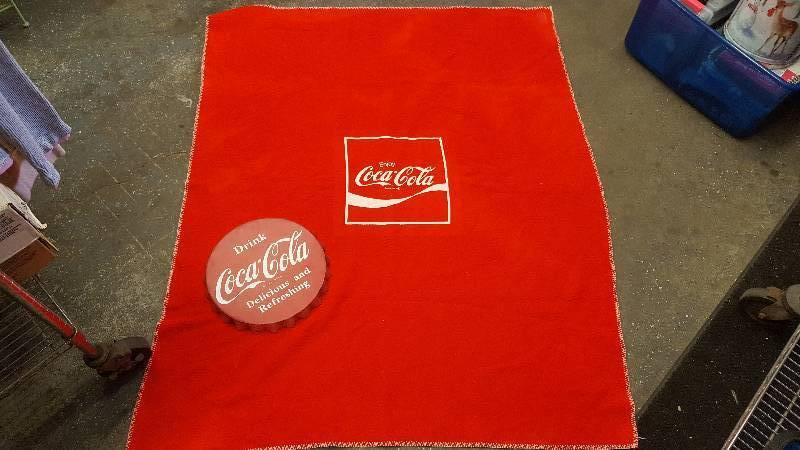 Coca-Cola Fleece Blanket & Bottle Cap Wall Decor