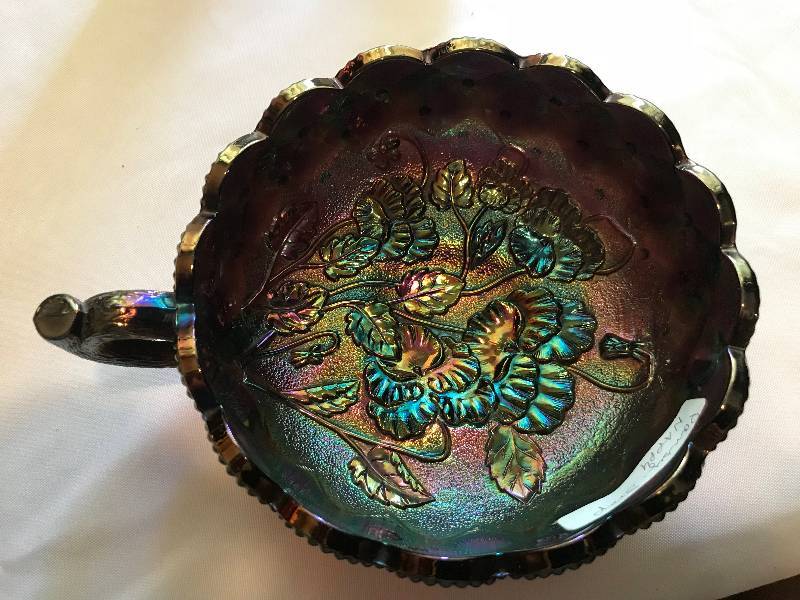 lot 201 image: RARE Imperial pansy blue nappy dish